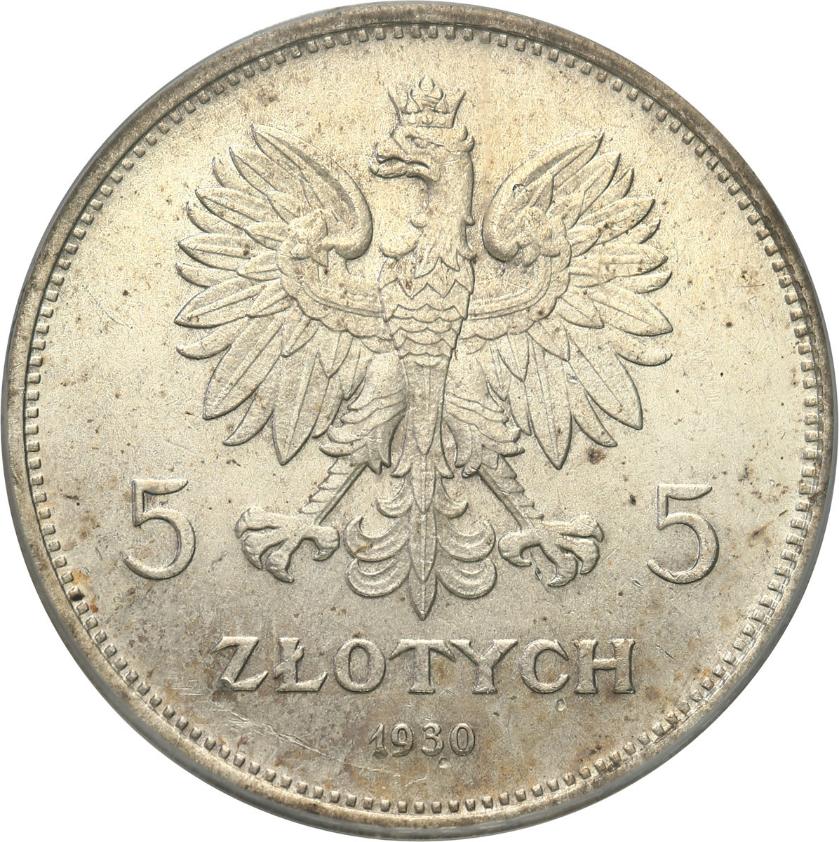 II RP. 5 złotych 1930 Sztandar PCGS MS64 – PIĘKNY